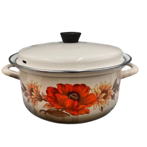 Vintage Red Poppy Ceramic Cookware Set x 3 - Picture 3 of 7